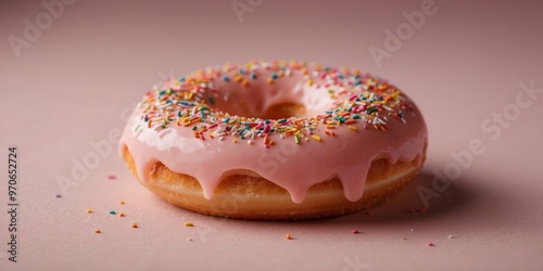 Wallpaper Mural donut with sprinkles on a pink background. Torontodigital.ca