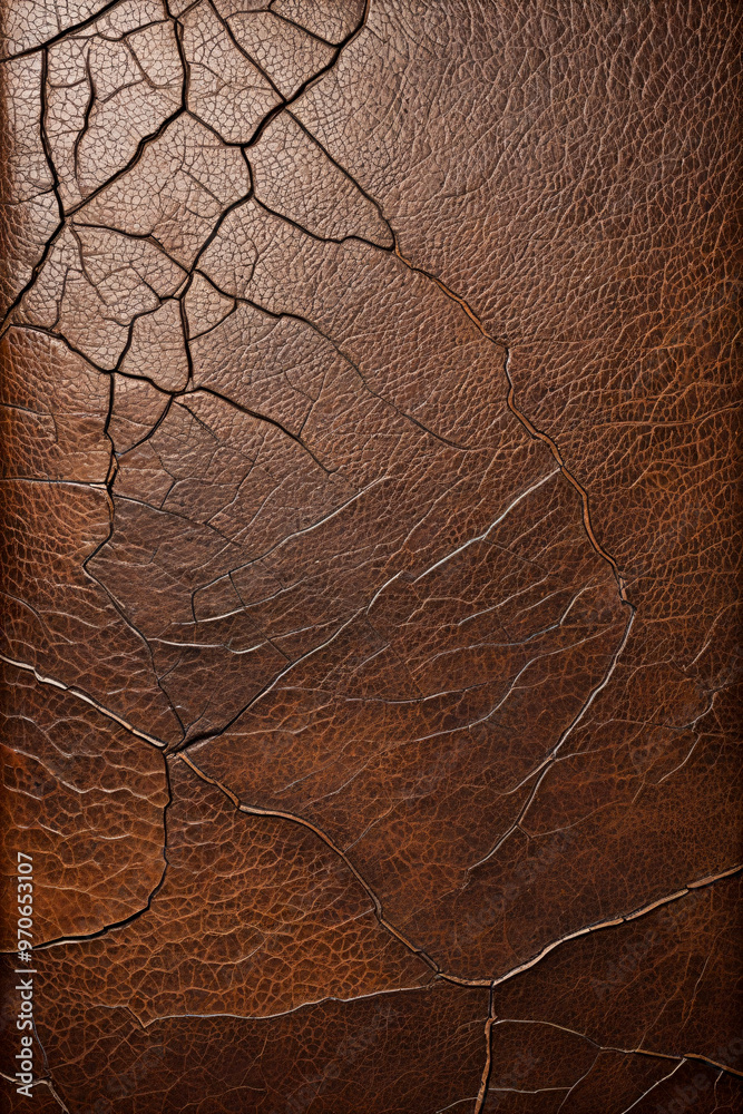 Aged brown leather with cracks and weathered texture. Aged brown leather with cracks and weathered texture.