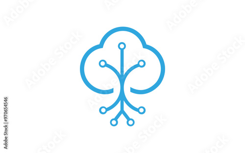 Cloud Tech Logo Design Vector 