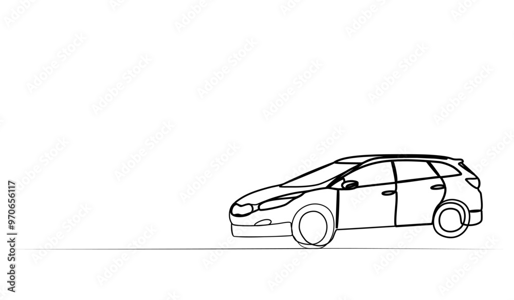 Naklejka premium continuous drawing of a car with one line. vector