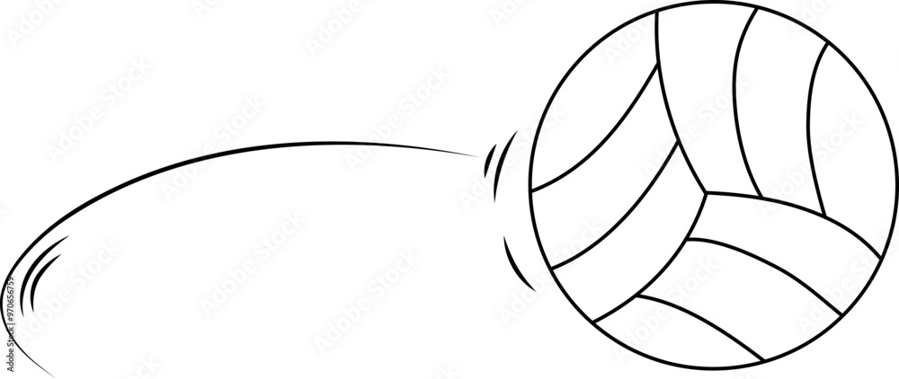 Doodle sport volleyball ball trajectory bounce. Line hand drawn ball Doodle sport volleyball ball trajectory bounce. Line hand drawn ball