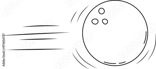 Doodle sport bowling ball trajectory bounce. Line hand drawn ball