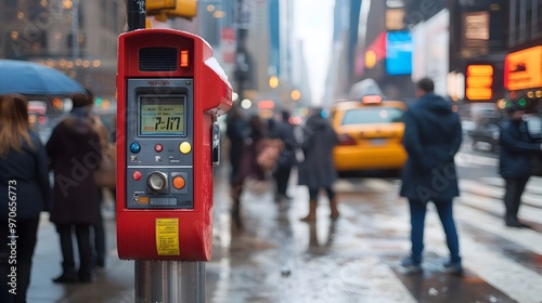 Wallpaper Mural Innovative Coin Operated Parking Meter in Bustling Urban Street Torontodigital.ca