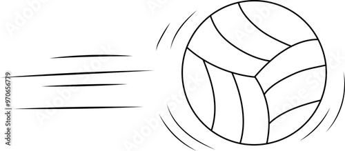 Doodle sport volleyball ball trajectory bounce. Line hand drawn ball