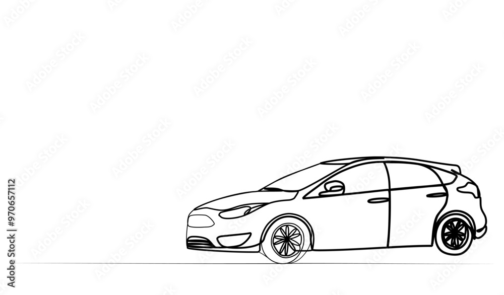 Fototapeta premium continuous drawing of a car with one line. vector