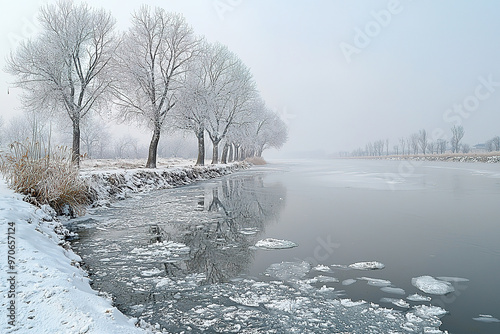 The frozen songhua river river snow and ice landscape photo