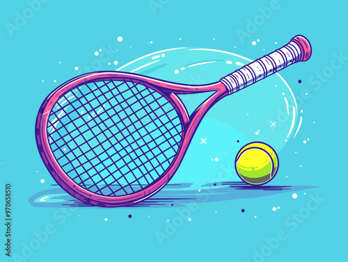 Cartoonish Tennis Racket and Ball: A Whimsical Depiction of a Beloved Sport