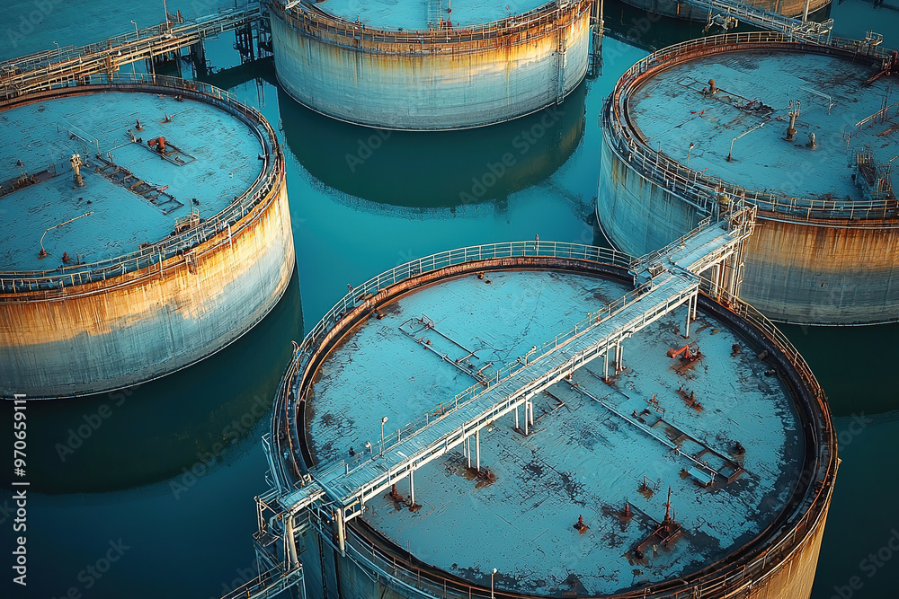 oil storage facility: close-up perspective oil storage facility: close-up perspective