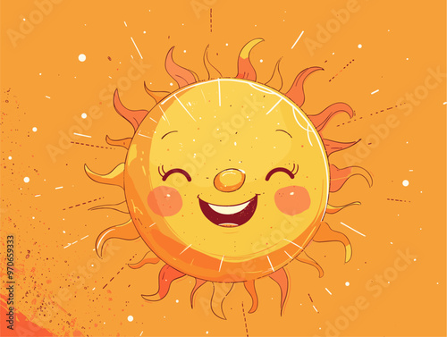 Sunny Vibes: A Cartoonish Sun Brightening Your Day with a Warm Smile