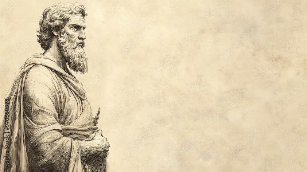 Fototapeta premium David's Last Words, Biblical Illustration with future vision, ideal for Bible wall art on a beige background.