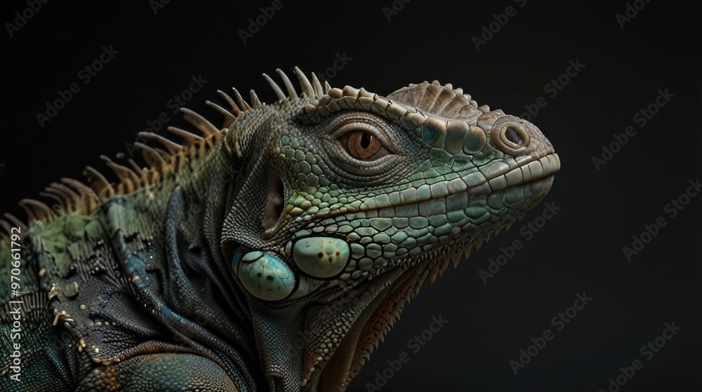 iguana over a black background iguana over a black background