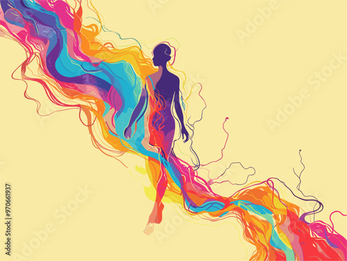 Vibrant Energy: A Flow of Vitality Surging through an Abstract Persona