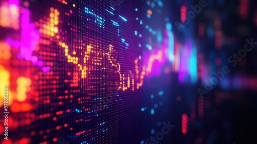 Wallpaper Mural Glowing Screen Displaying Colorful Audio Waveforms, Symbolizing Advanced Sound Analysis and Technology Torontodigital.ca