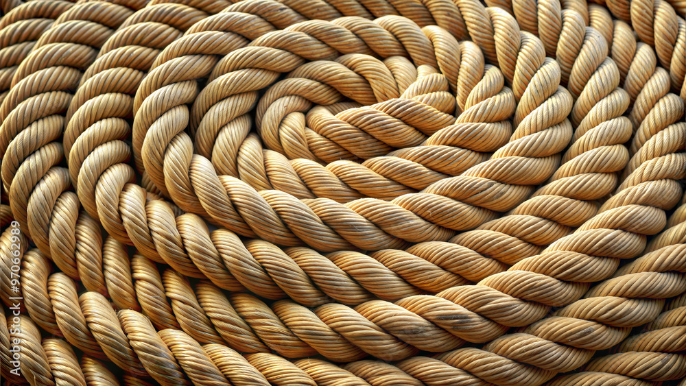 Coiled natural rope texture in warm tones showcasing intricate weaving for decorative use Coiled natural rope texture in warm tones showcasing intricate weaving for decorative use