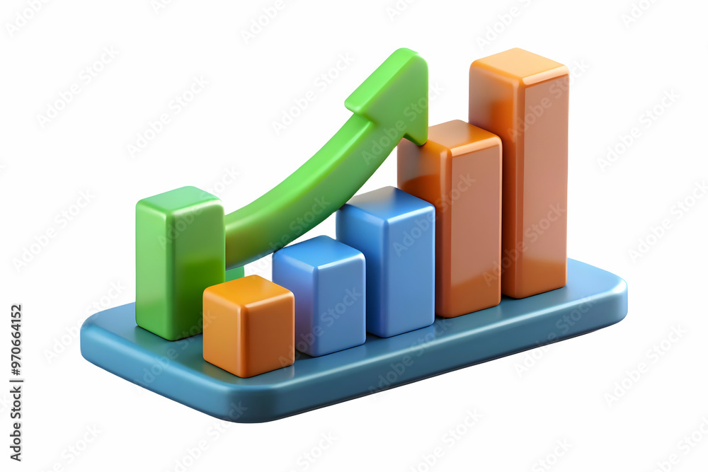3D Isolated Profit Chart Icon with Growth Arrow - Dynamic Vector Illustration for Business and Financial Growth on White Background 3D Isolated Profit Chart Icon with Growth Arrow - Dynamic Vector Illustration for Business and Financial Growth on White Background