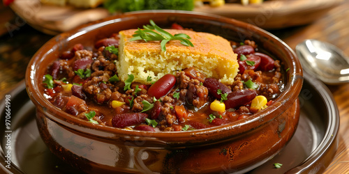 Hearty Chili with Cornbread Photo - A Comfort Food Classic