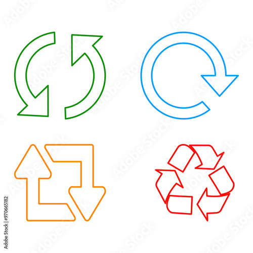 Recycling arrows set on transparent background. Recycling icons. 