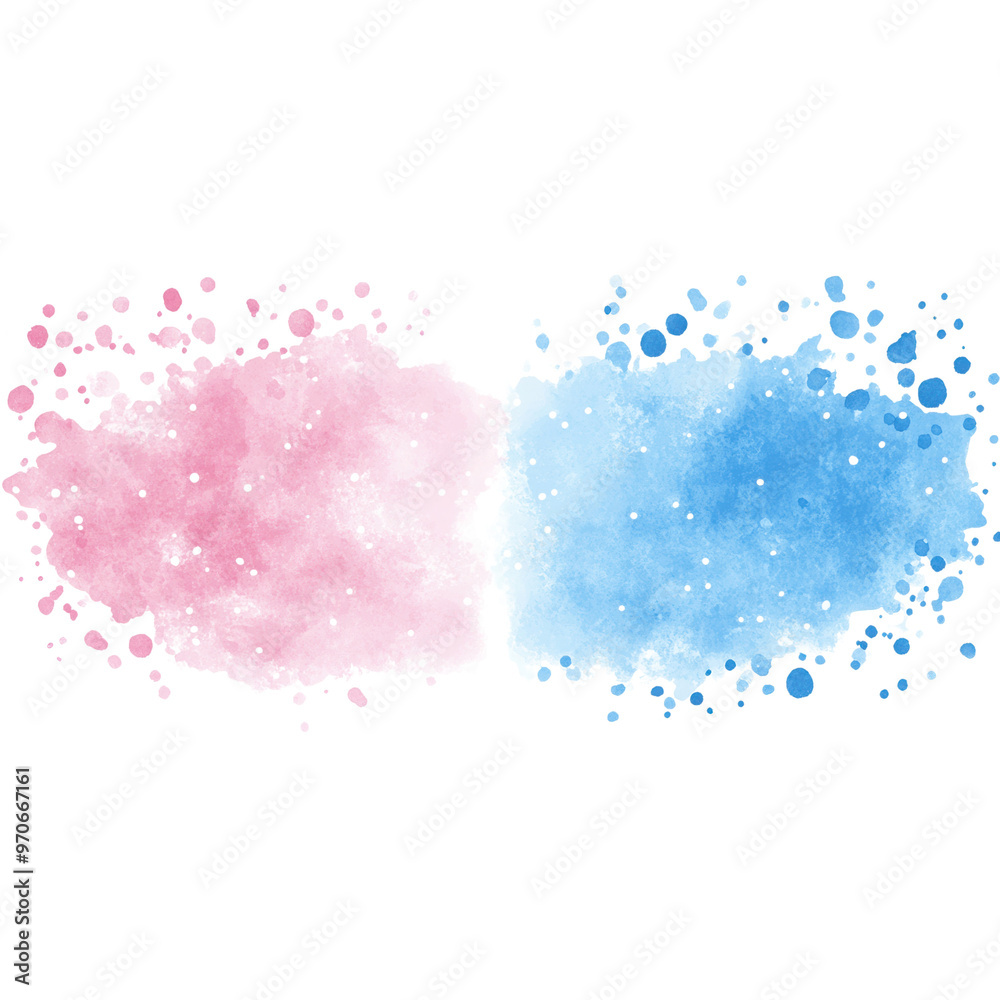 Obraz premium A bold, colorful ink splash with soft watercolor gradients, creating a striking abstract paint blob isolated on a clean white background