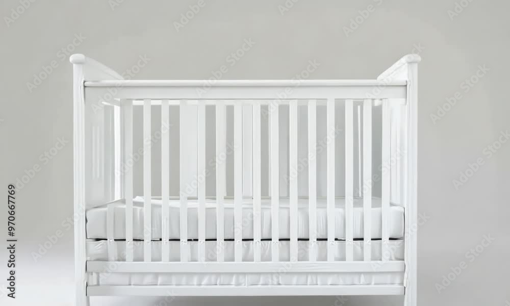White baby crib on white background, Video White baby crib on white background, Video