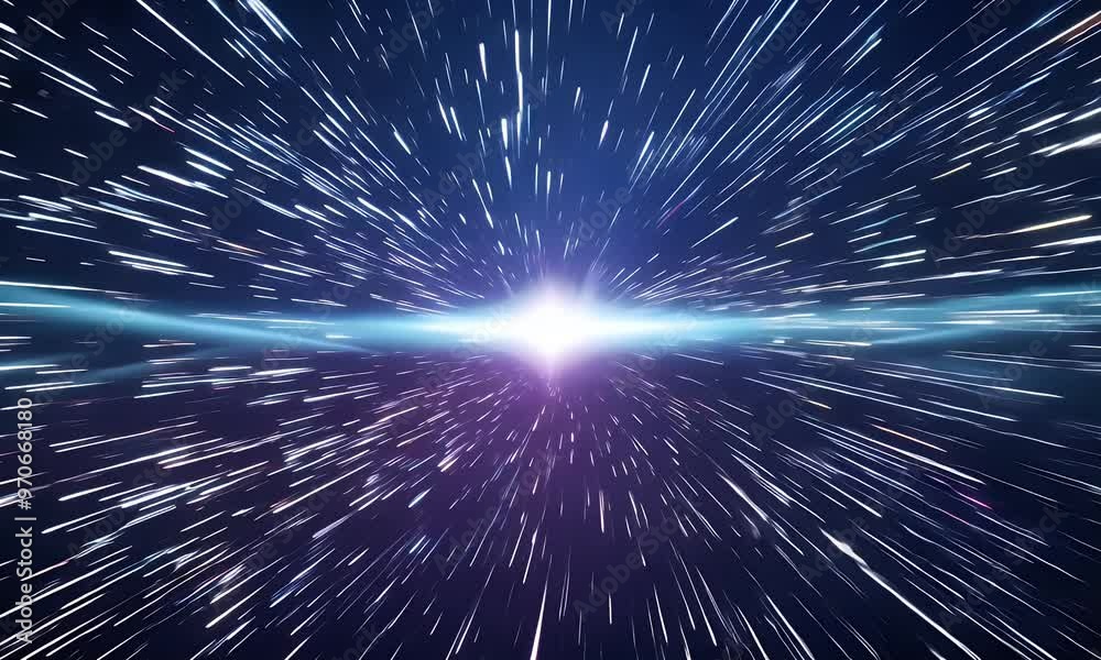 Simulated star field with streaks of light, creating the illusion of fast movement through the universe. Simulated star field with streaks of light, creating the illusion of fast movement through the universe.