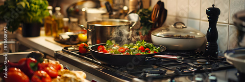 Photo of Sauteed Vegetables Sizzling in a Pan: A Culinary Delight in the Making