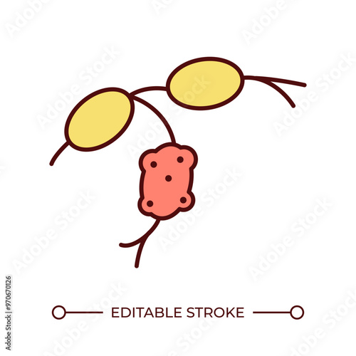 Lymphoma RGB color icon. Blood cancer type. Immune system disease. Lymphatic cancer. Cancerous tumor. Oncology. Isolated vector illustration. Simple filled line drawing. Editable stroke