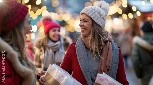 The Joyful Women Shopping Together photo