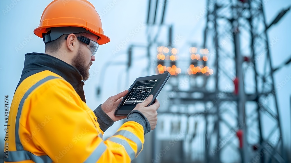 Technician Uses Thermal Imaging to Inspect Electrical Substation for Heat Loss or Faults Technician Uses Thermal Imaging to Inspect Electrical Substation for Heat Loss or Faults