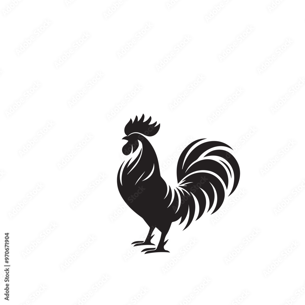 Rooster vector logo, icon design. Rooster silhouette. Rooster illustration. Rooster vector logo, icon design. Rooster silhouette. Rooster illustration.