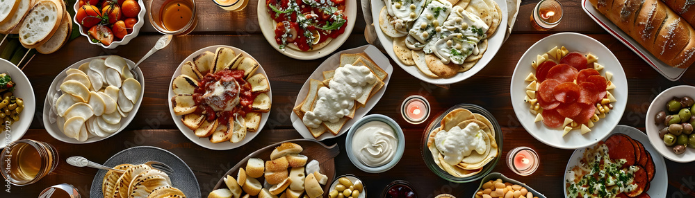 Delicious Food Photography - A Tabletop Feast of Italian Appetizers, Bread, and Wine Delicious Food Photography - A Tabletop Feast of Italian Appetizers, Bread, and Wine
