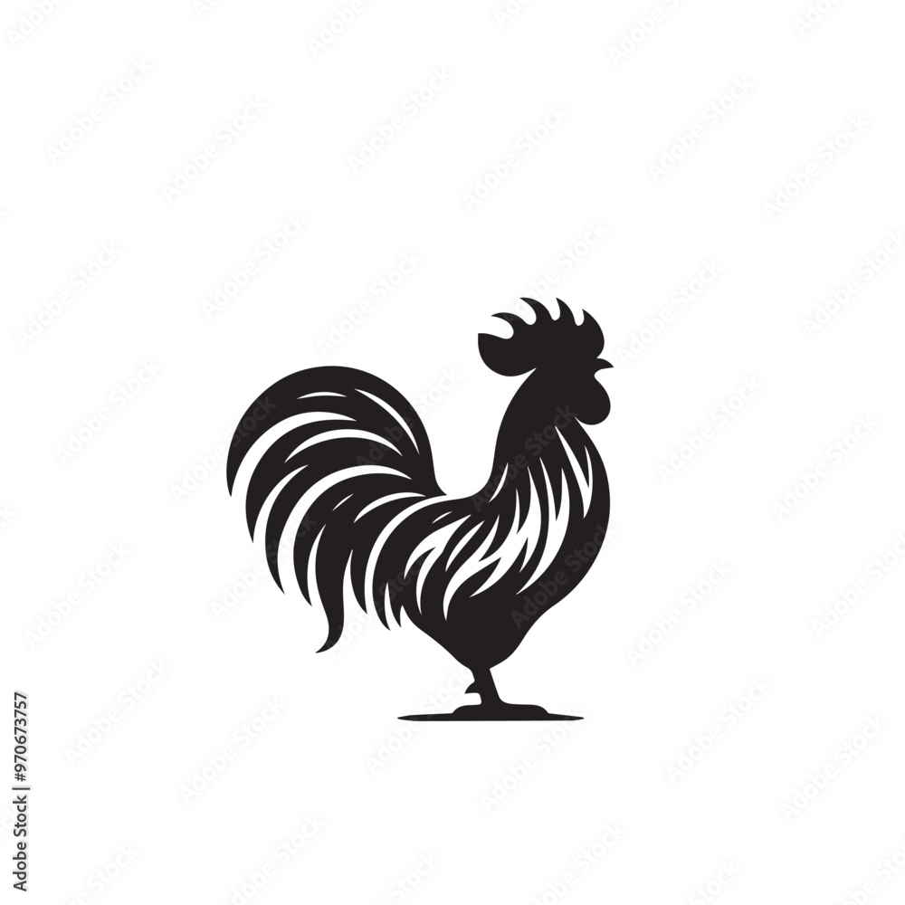 Rooster vector logo, icon design. Rooster silhouette. Rooster illustration. Rooster vector logo, icon design. Rooster silhouette. Rooster illustration.