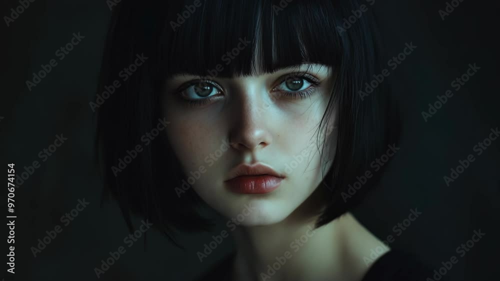 Mysterious Portrait of a Woman with Dark Hair Mysterious Portrait of a Woman with Dark Hair