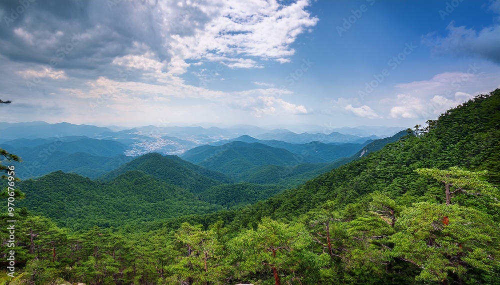 Fototapeta premium Mountain Peaks Beneath a Clear Sky
