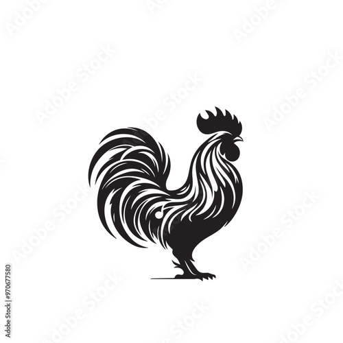Rooster silhouette. Rooster logo, vector design isolated on white background.