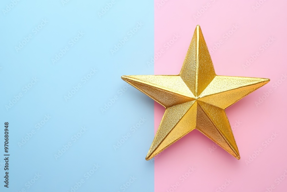 Obraz premium Gold star on pastel color background.Minimal style