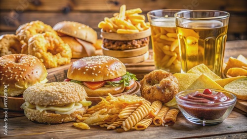 Wallpaper Mural Close-up of unhealthy trans fat products with high levels of saturated fats and cholesterol content Torontodigital.ca