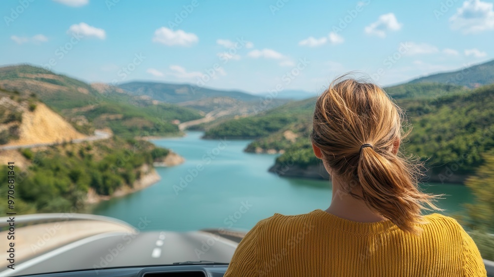 Car driving along a coastal highway, Road trip, scenic and refreshing Car driving along a coastal highway, Road trip, scenic and refreshing