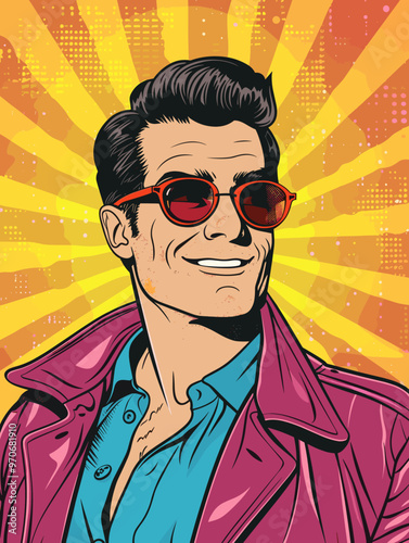 Portrait of a man with glasses in retro style. Vector illustration