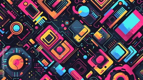 Wallpaper Mural Retro tech pattern wallpaper Torontodigital.ca