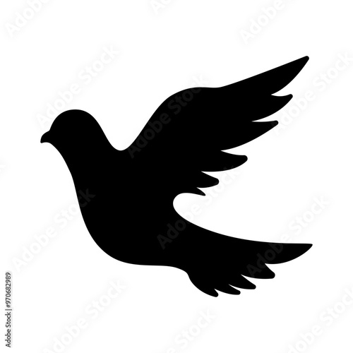 Dove dark silhouette black icon. Vector illustration for day of piece