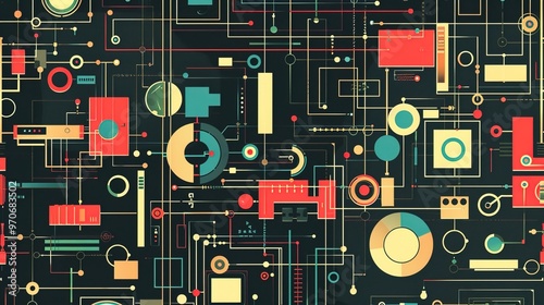 Retro tech pattern wallpaper