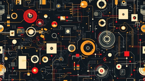 Retro tech pattern wallpaper