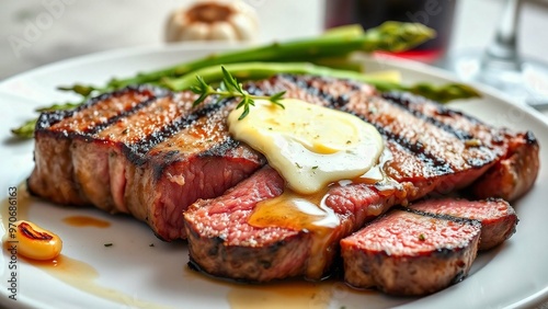 grilled steak, steak with butter