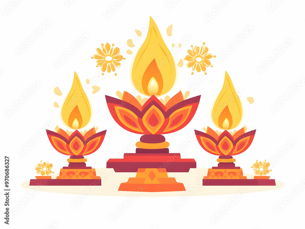 Flat Diwali Lantern and Diya with Floating Rangoli Elements - Abstract Vector Design Isolated on White Background Celebrating Festive Artistry and Cultural Beauty Flat Diwali Lantern and Diya with Floating Rangoli Elements - Abstract Vector Design Isolated on White Background Celebrating Festive Artistry and Cultural Beauty