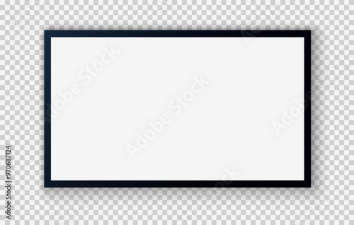 TV screen PNG. Modern stylish LED LCD panel. Large computer monitor display mockup.TV template. Vector illustration of a plasma TV monitor on a transparent background.