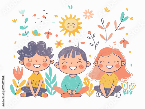 The Unbridled Joy of Childhood: A Whimsical Cartoon Depicting the Innocence and Freedom of Children's Play