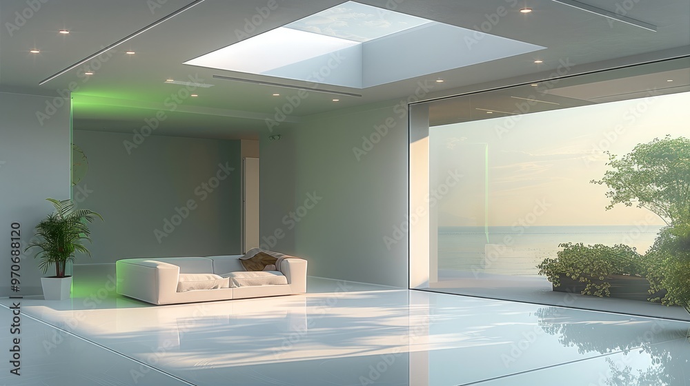 Fototapeta premium Minimalist living room space. Generative AI.