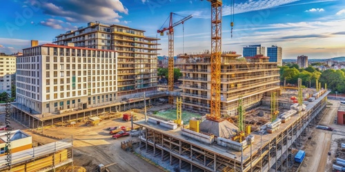 Hotel construction site in the city center, hotel, construction, site, city, center, urban, building, project