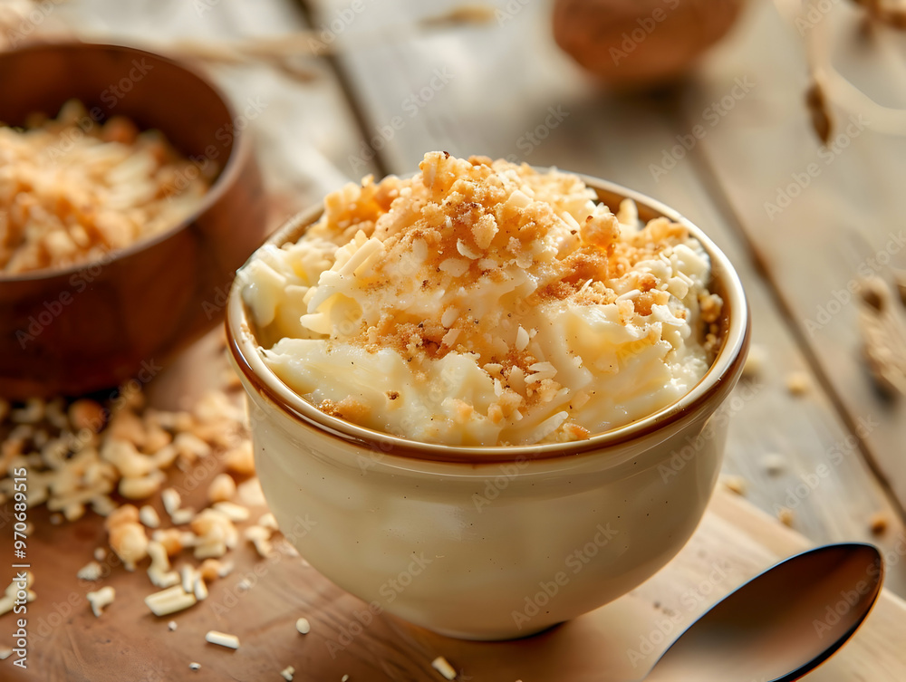 Delicious Photo of Creamy Dessert Topped with Crunchy Crumbs Delicious Photo of Creamy Dessert Topped with Crunchy Crumbs