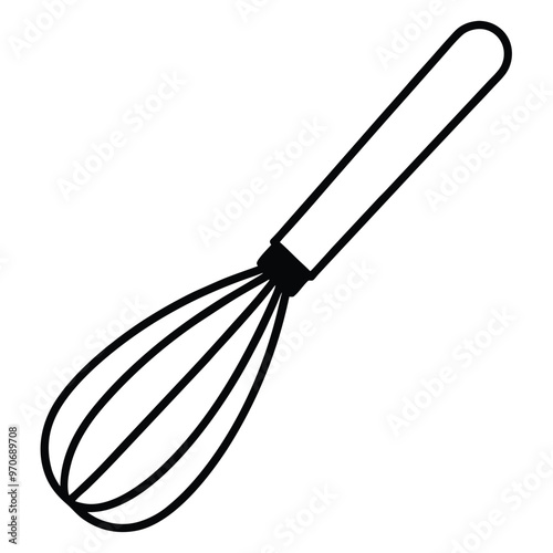 Kitchen Whisk Line Art Silhouette Design.